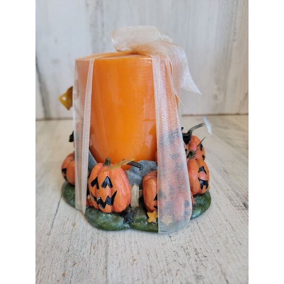 Halloween pumpkin stack holder candle pillar orange home decor candy corn - Picture 6 of 9